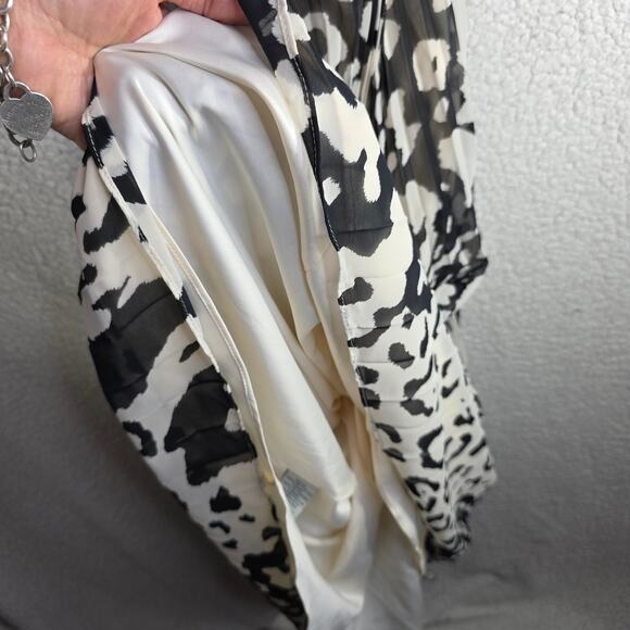 Eliza J Halter Sz8 Animal Leopard BlacknWhite W Blue belt accent maxi Dress Sexy - Picture 15 of 16